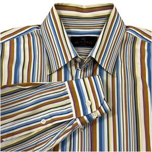 ETRO Button Down Long Sleeve Collar Men’s Shirt Stripe Multicolor Italy Size 41